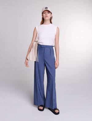 Maje Brede-leg Trousers Blå | Norge_M38858