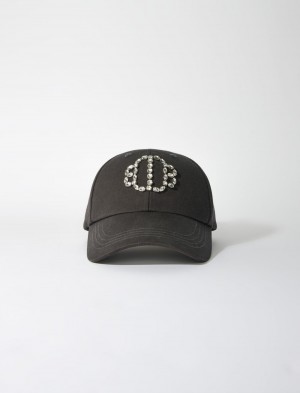 Maje Clover Rhinestone Cap Svarte | Norge_M38173