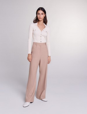 Maje High-waisted Trousers Beige | Norge_M15439