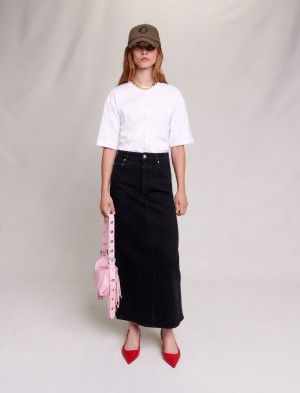 Maje Long Denim Svarte | Norge_M55014