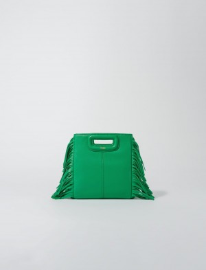 Maje Lær Mini With Chain Grønn | Norge_M39519