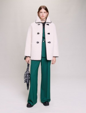 Maje Mid-length Shearling Ecru | Norge_M33623