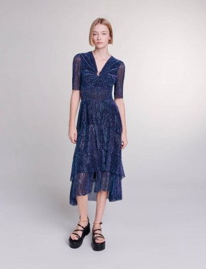 Maje Ruffled Maxi blue/purple | Norge_M52024