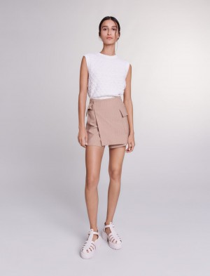 Maje Stripete Layered Effect Beige | Norge_M54816